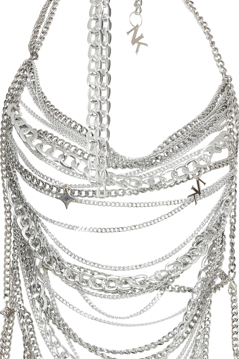 Chain & Charms Dress in Silver