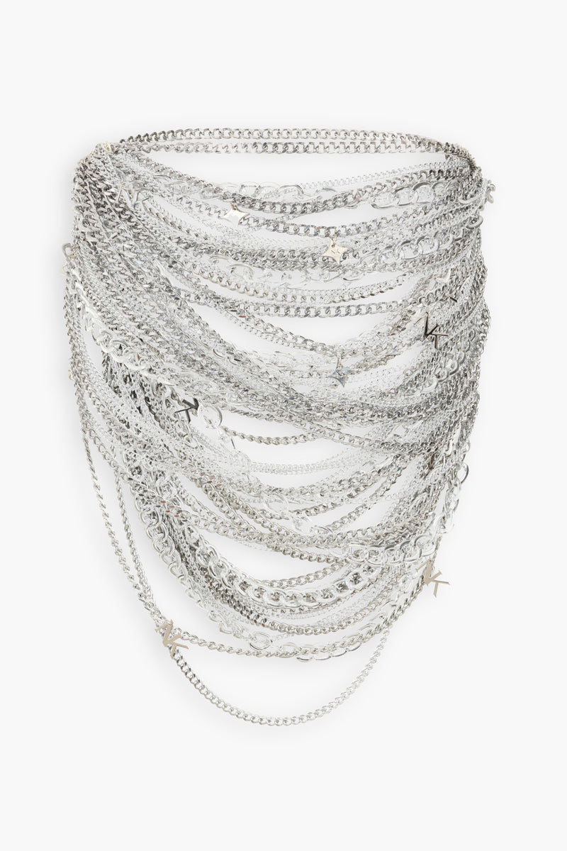 Chain & Charms Mini Skirt in Silver