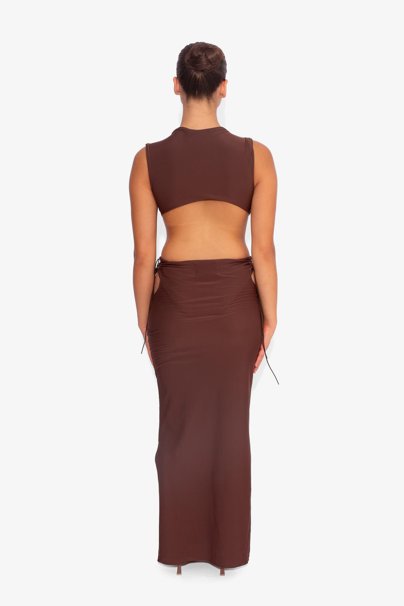 Stretch Side Cut Out Skirt in Cocoa