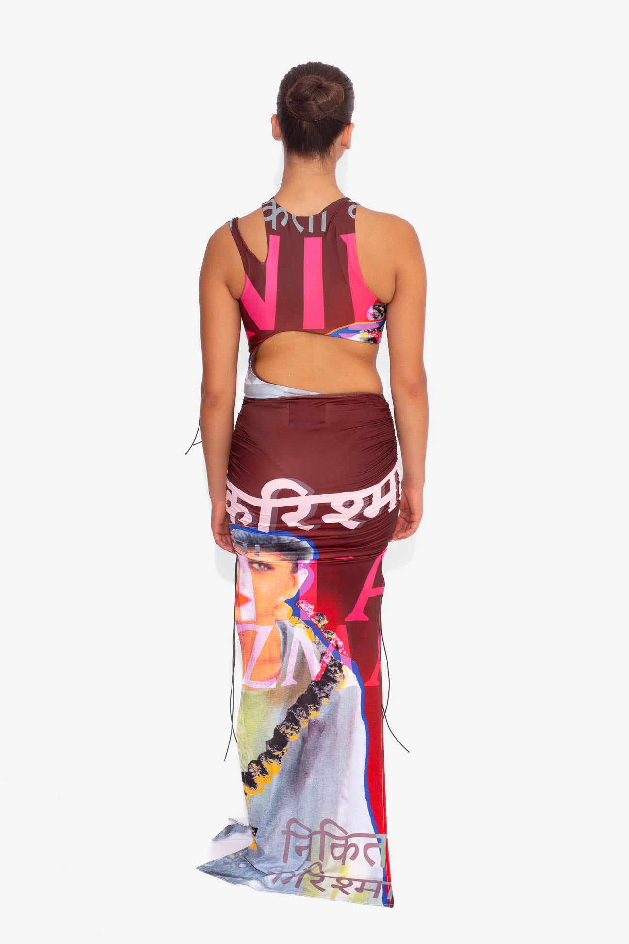 Front Draped Stretch Skirt in Bollywood Print