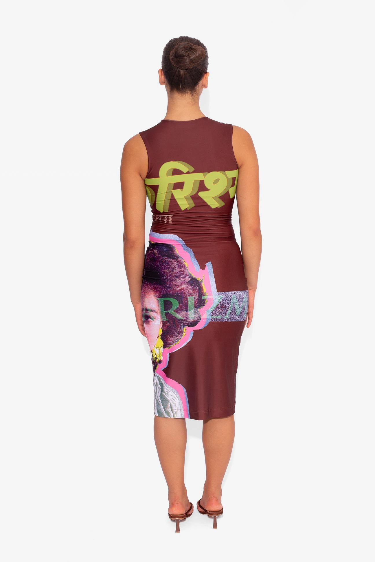 Bollywood Print Midi Dress in Brown