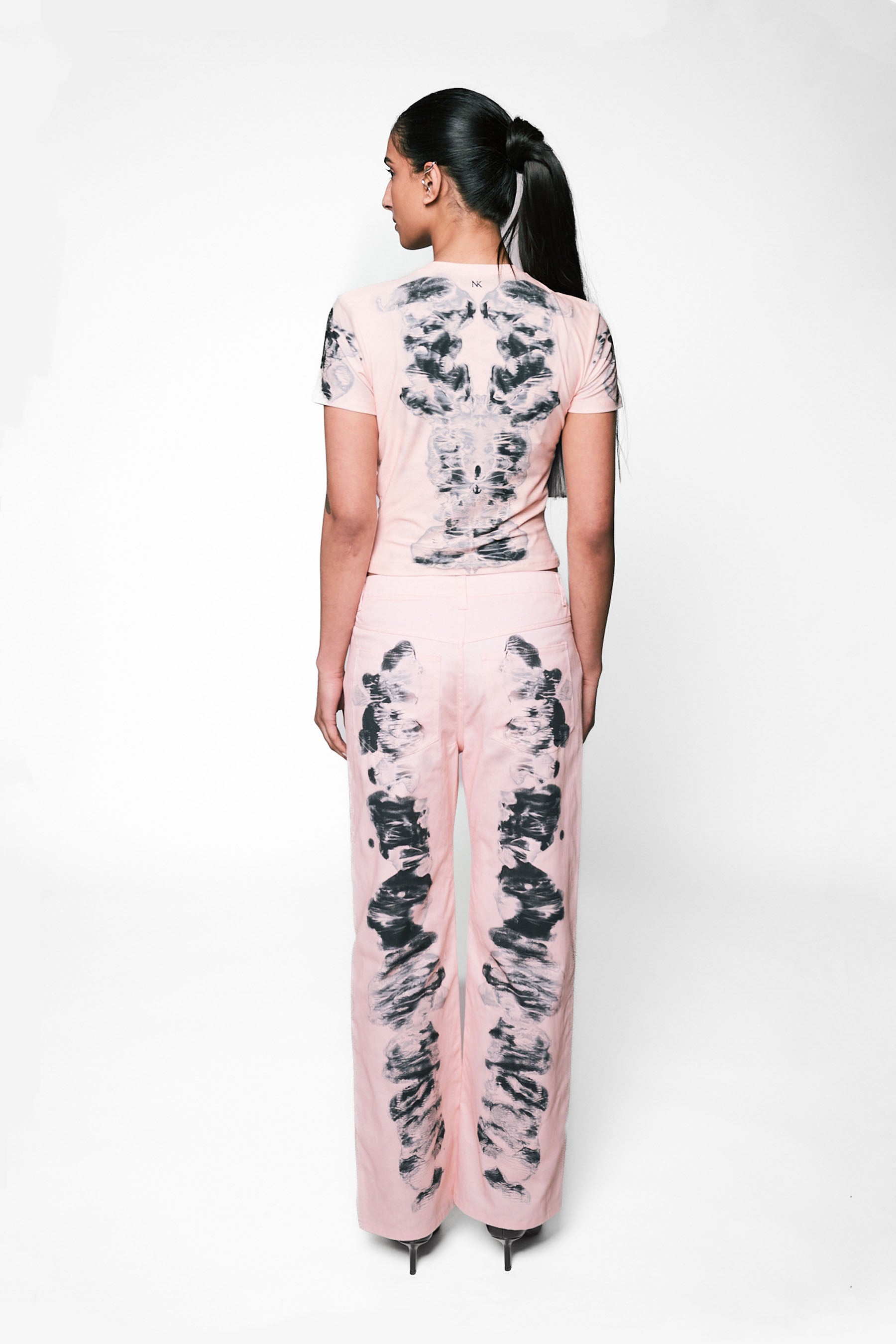 Alienis Print Jeans in Peach