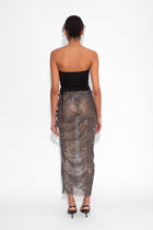 Crystal Embellished Fishnet Maxi Skirt in Black
