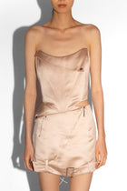 Satin Biker Corset Top in Oyster