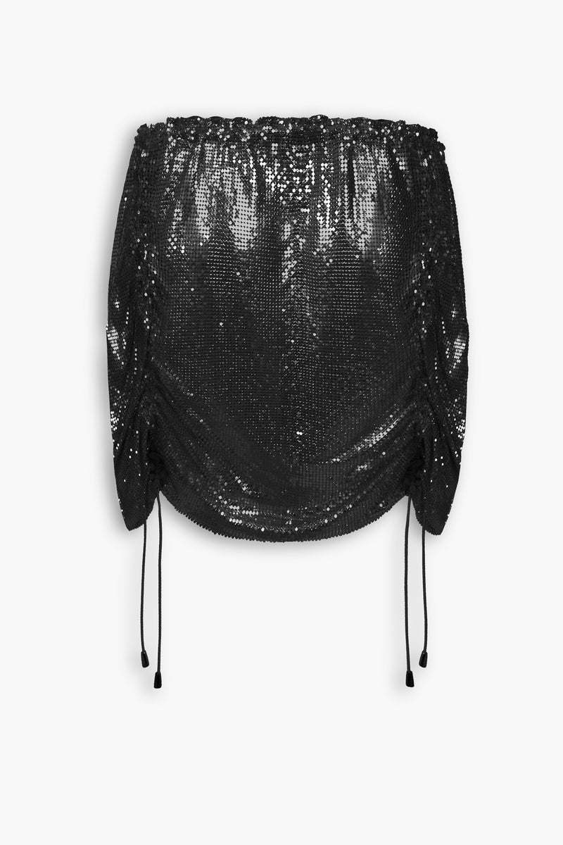 Chainmail Ruched Mini Skirt in Black