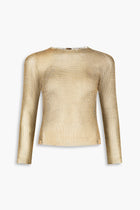 Crystal Embellished Fishnet Top in Gold