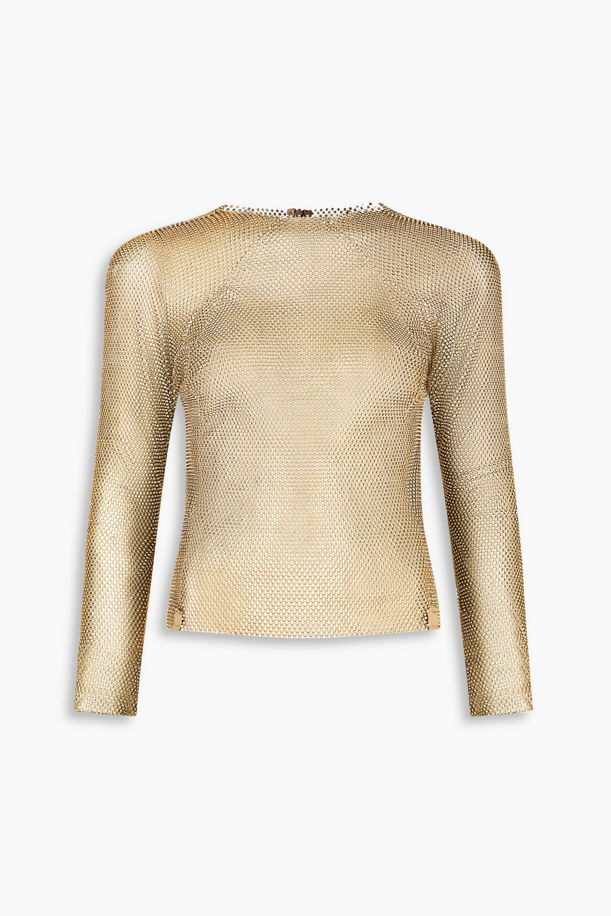Crystal Embellished Fishnet Top in Gold
