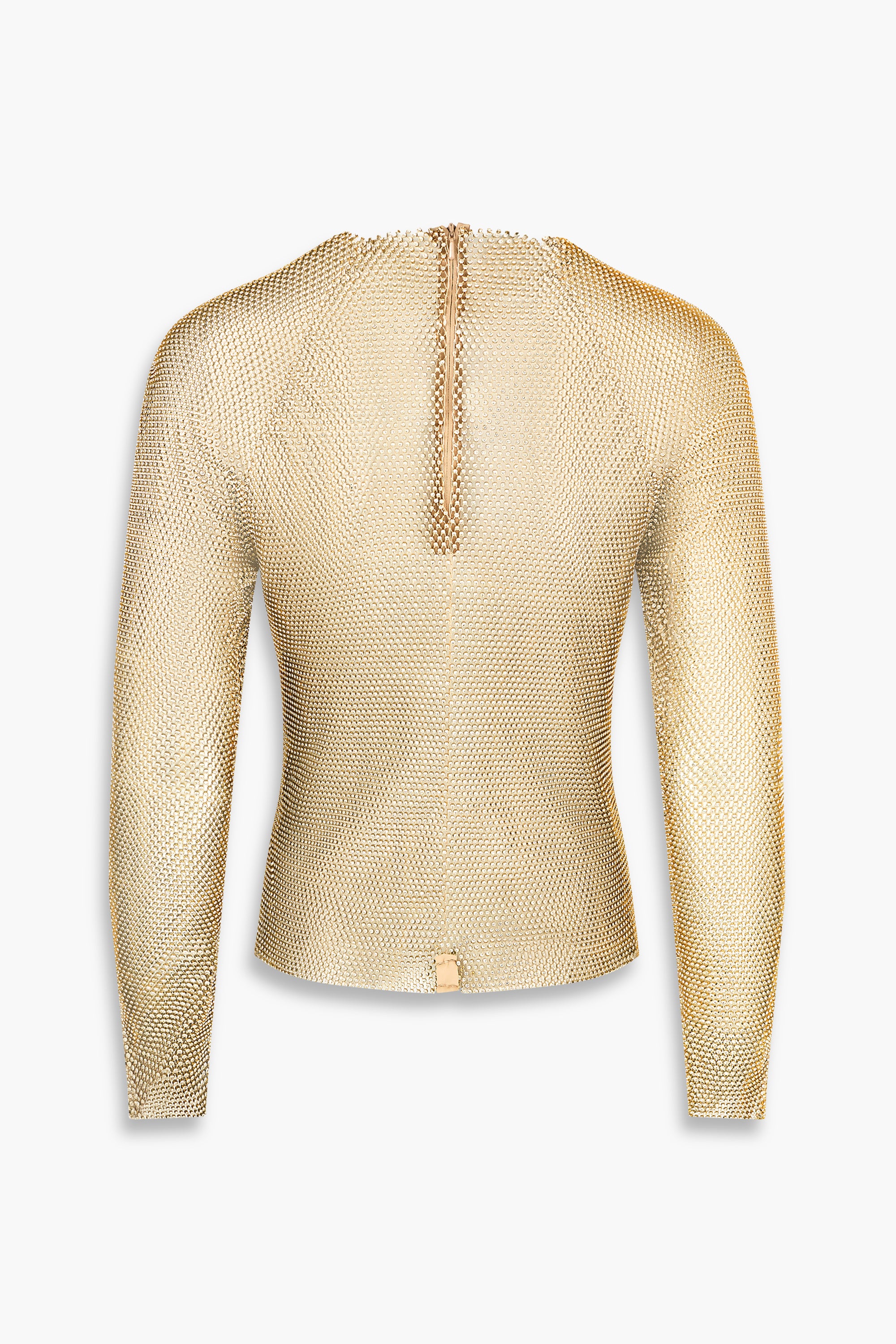 Crystal Embellished Fishnet Top in Gold