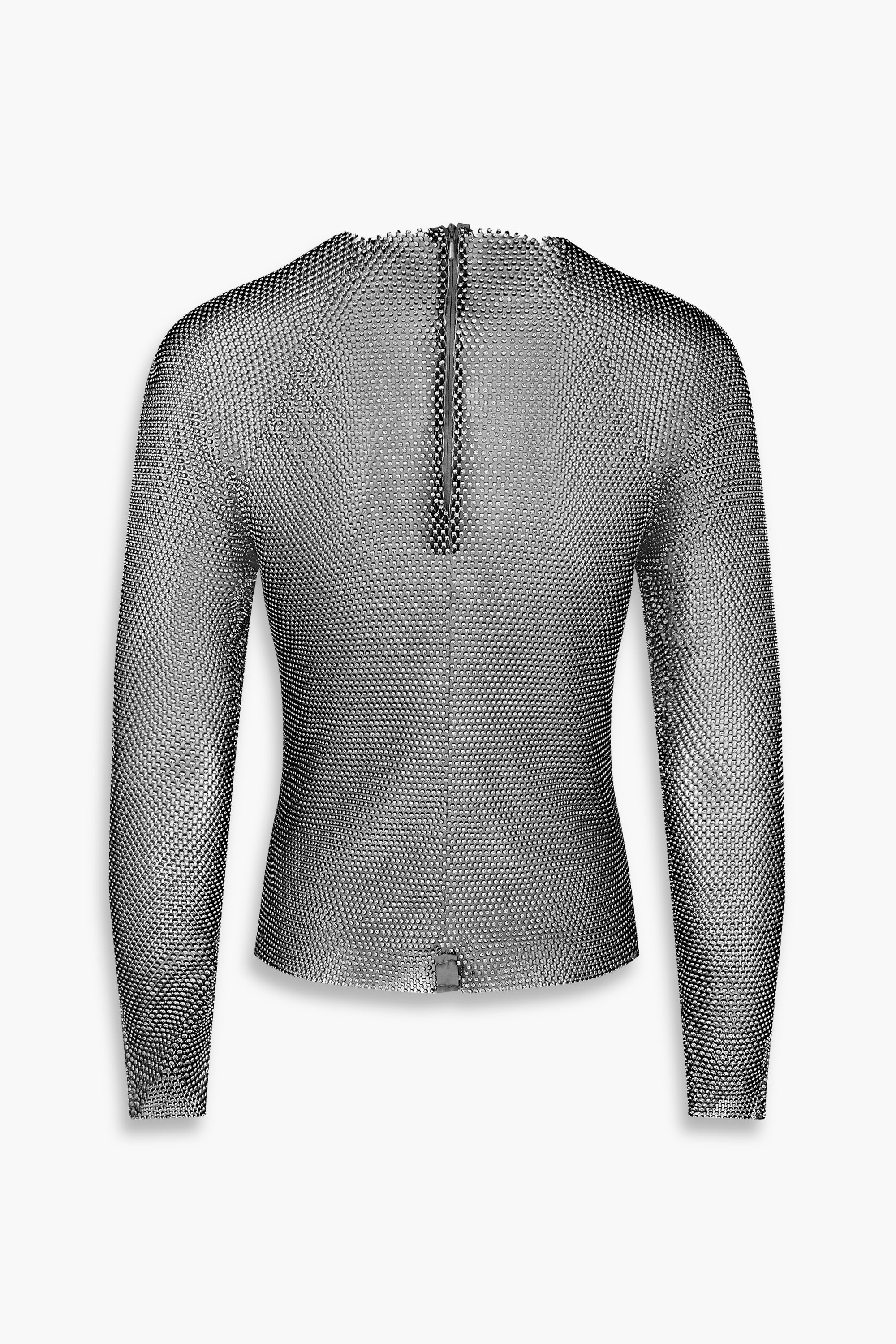 Crystal Embellished Fishnet Top in Black
