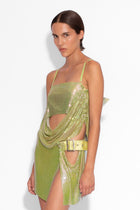 Buckle Bandeau Chainmail Top in Green Iridescent