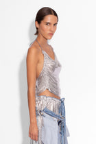 Ruched Chainmail Top in Silver