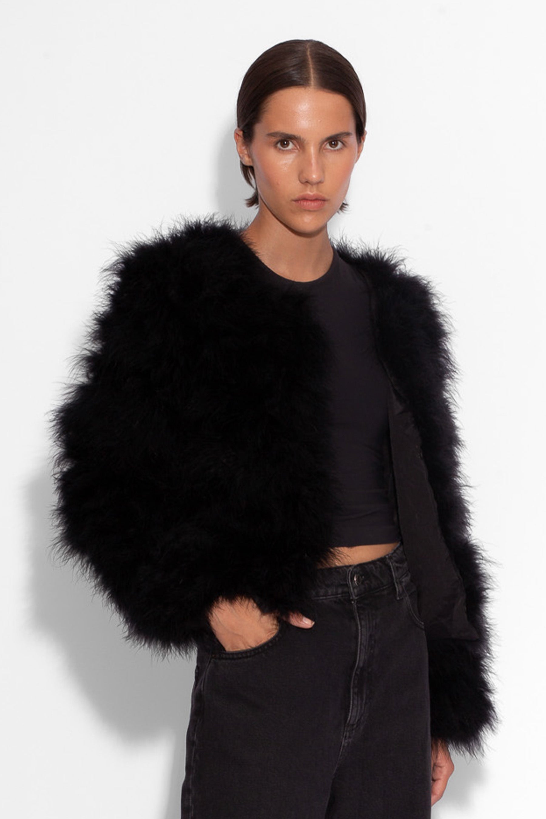 Black Marabou Jacket