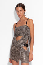 Buckle Chainmail Mini Skirt in Grey Snakeskin