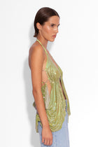 Y2K Chainmail Top in Green Iridescent