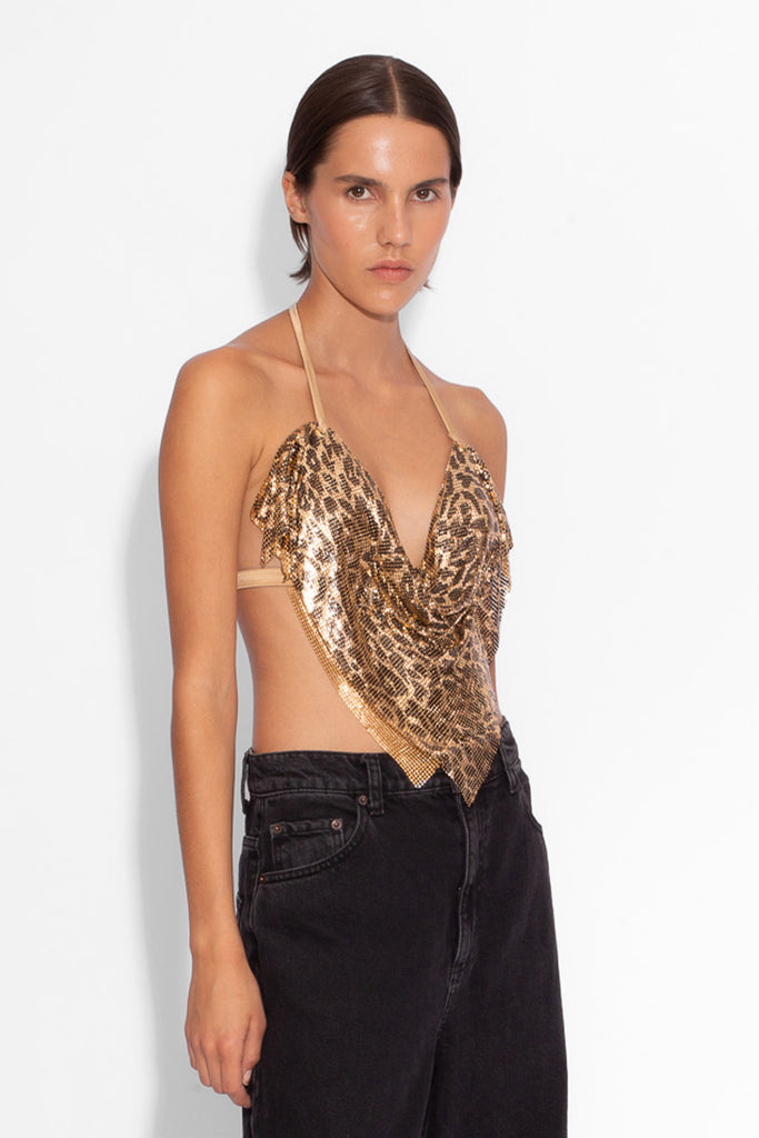 Sweetheart Leopard Chainmail Top