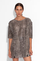 Boyfriend Chainmail T-Shirt in Grey Snakeskin