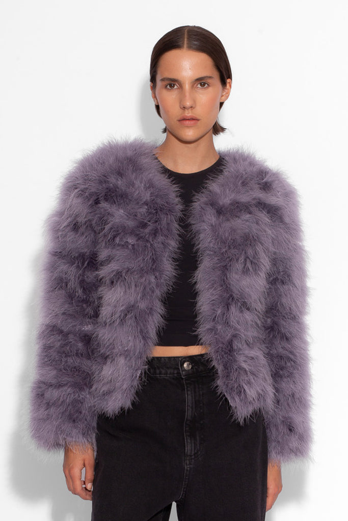 Baby Grey Harper Marabou Jacket | KARIZMA