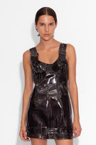 PVC Buckle Mini Dress in Black