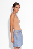 Vintage Denim Crystal Lace Up Shorts
