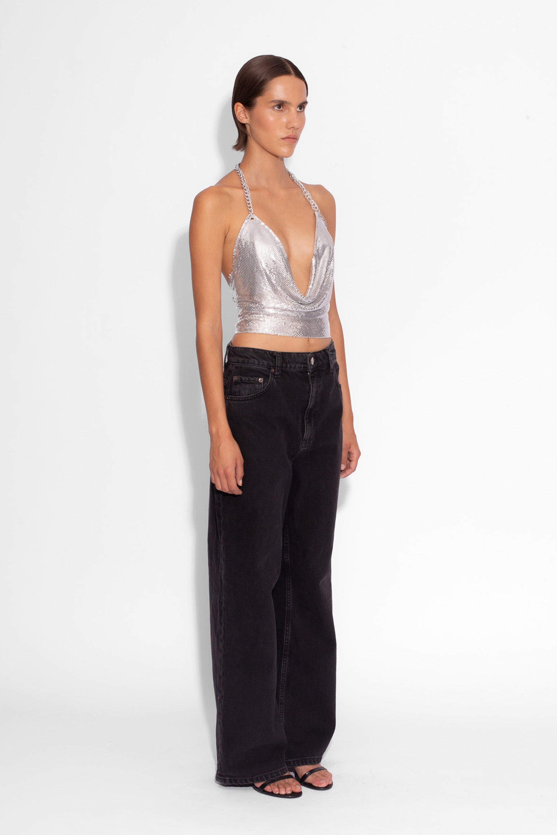 Double Chain Chainmail Top in Silver