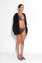 Crystal Embellished Fishnet Bikini Pant in Black