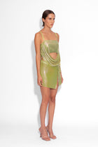 Buckle Bandeau Chainmail Top in Green Iridescent