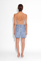 Vintage Denim Crystal Lace Up Shorts