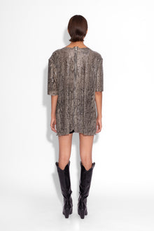 Boyfriend Chainmail T-Shirt in Grey Snakeskin