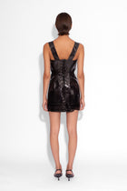 PVC Buckle Mini Dress in Black