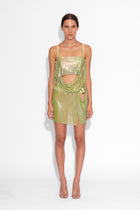 Buckle Bandeau Chainmail Top in Green Iridescent