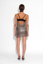Buckle Chainmail Mini Skirt in Grey Snakeskin