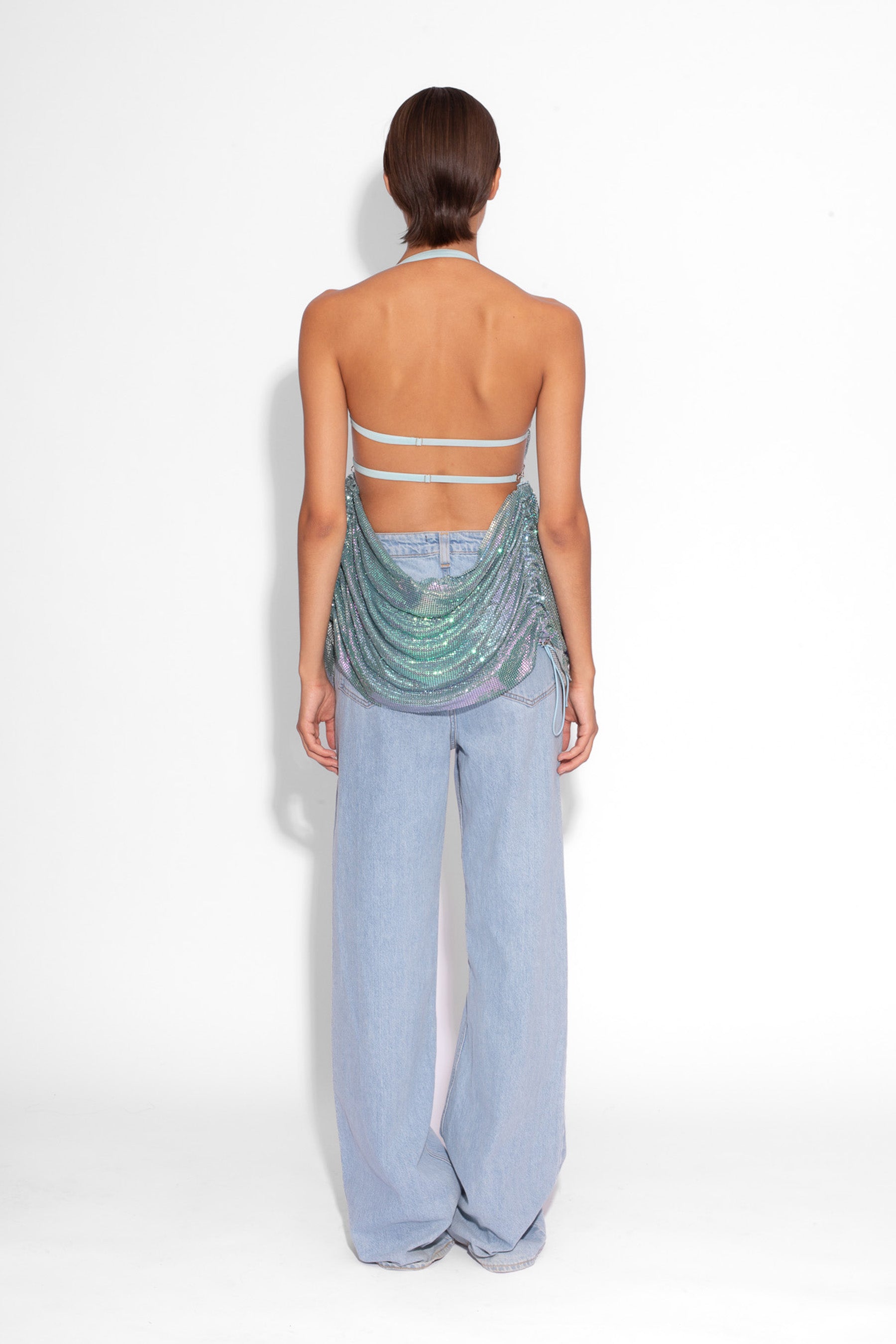 Y2K Chainmail Top in Blue Iridescent
