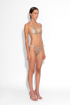 Crystal Embellished Fishnet Bikini Pant in Gold
