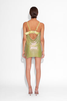 Buckle Bandeau Chainmail Top in Green Iridescent