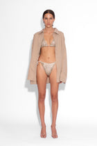 Crystal Embellished Fishnet Bikini Pant in Gold