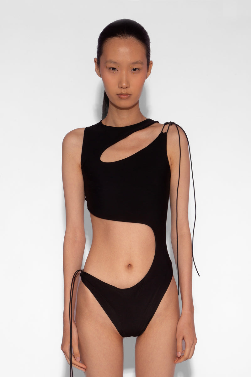 Stretch Cut Out One Piece in Black