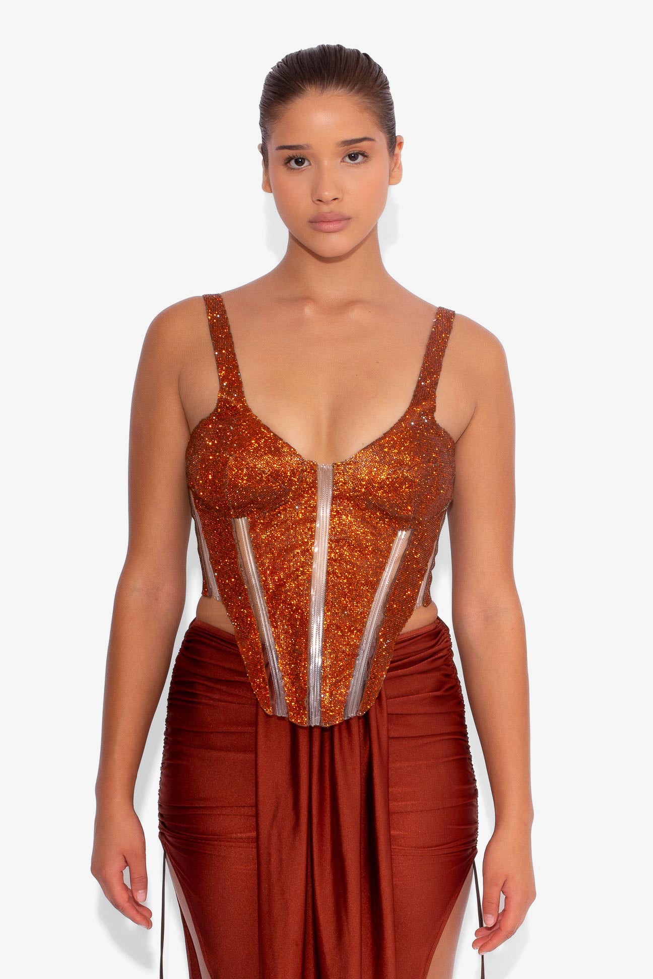 Crystal Corset Top in Rust