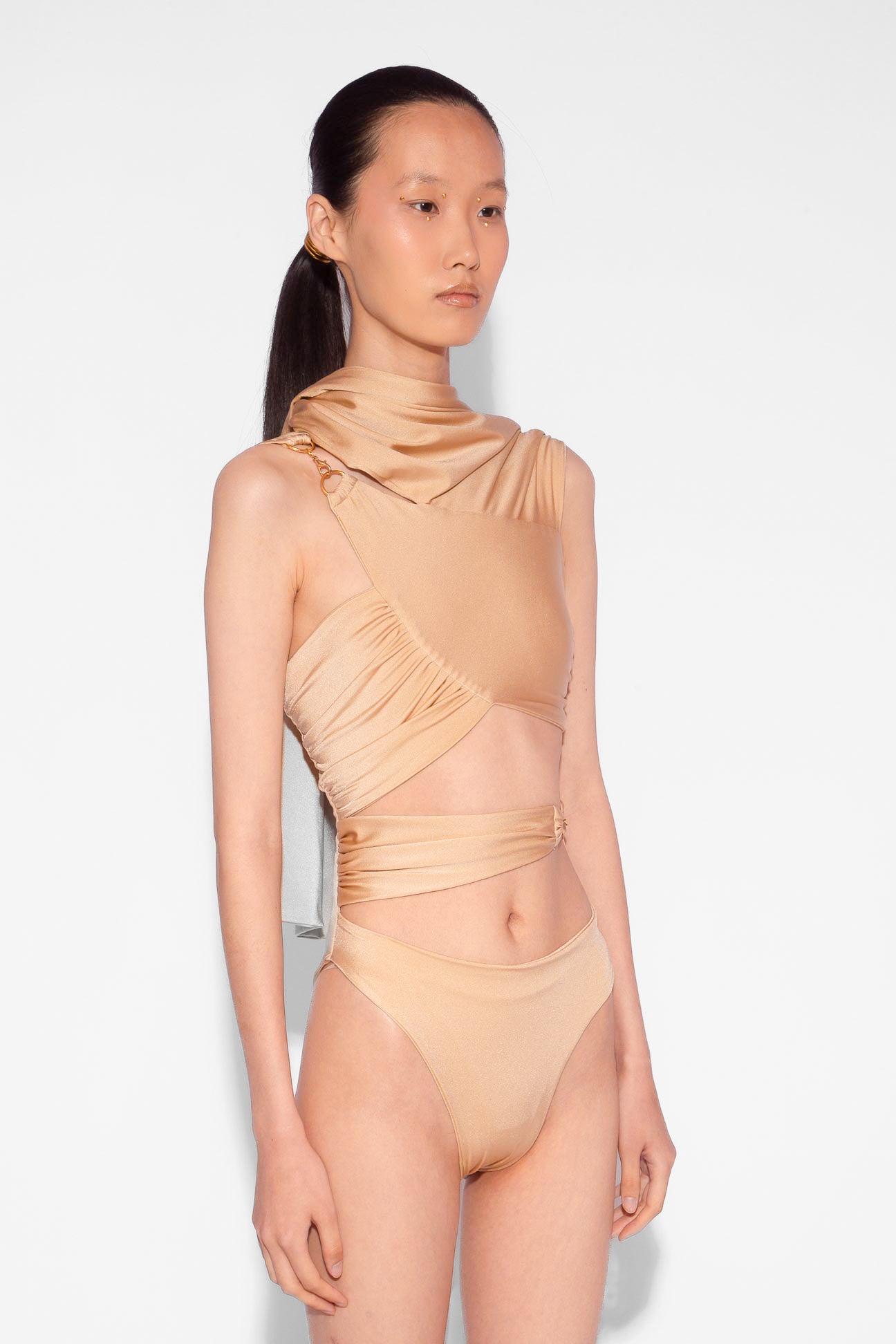Stretch Draped One Piece in Sand