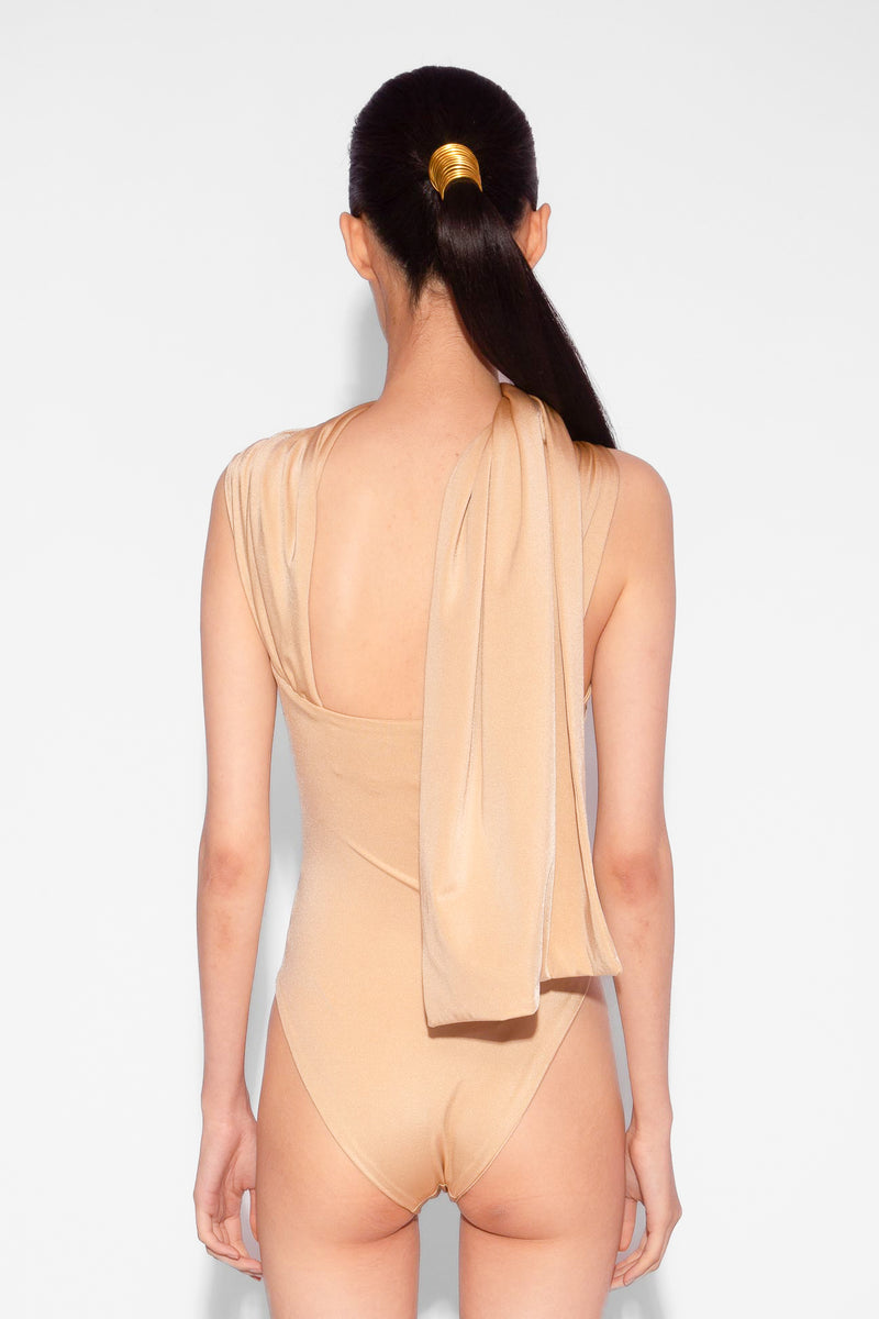 Stretch Draped One Piece in Sand