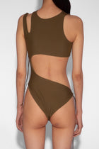 Stretch Cut Out One Piece in Khaki