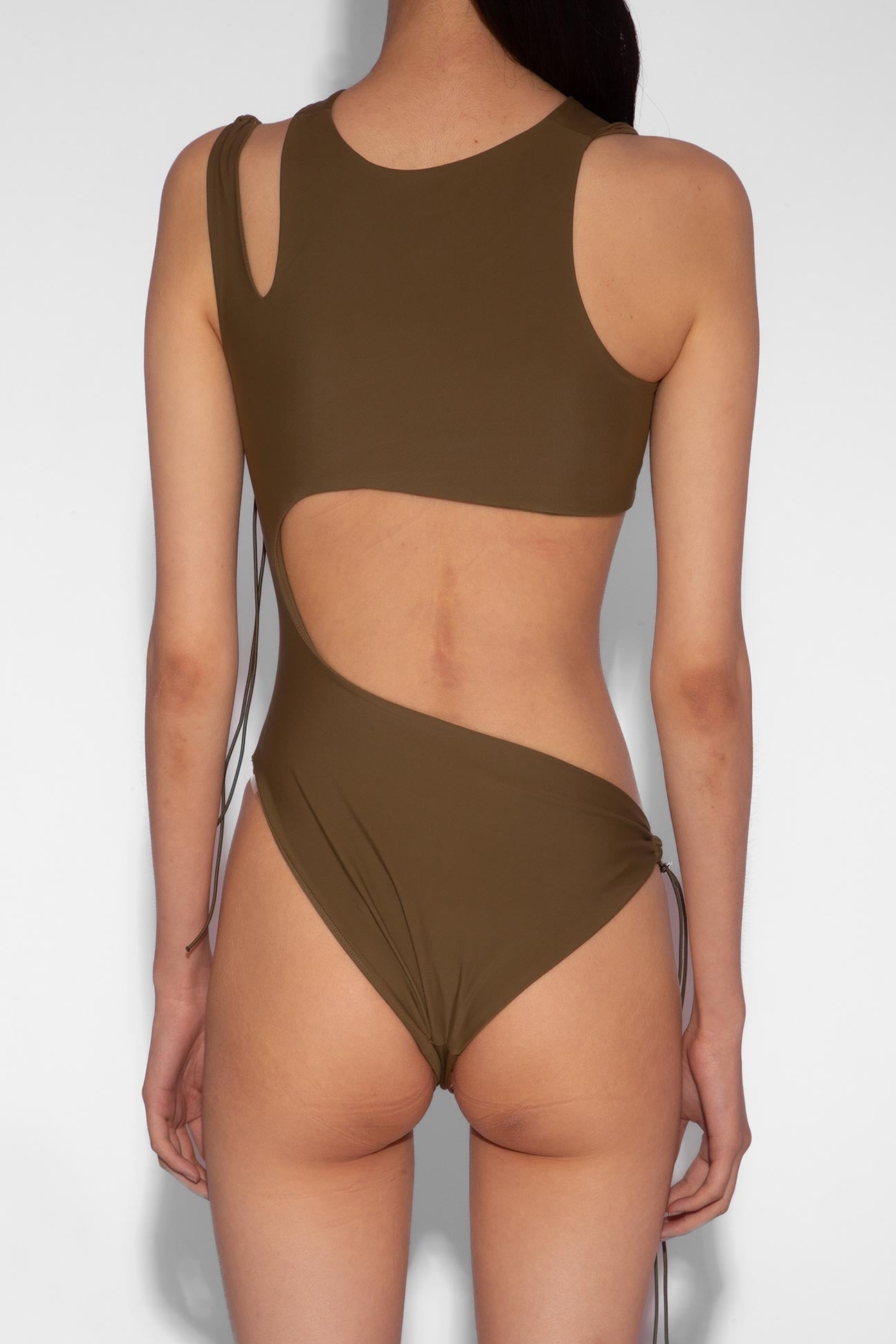 Stretch Cut Out One Piece in Khaki