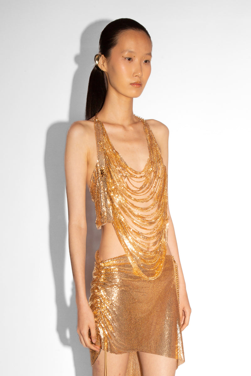 Shredded Chainmail Top in Gold