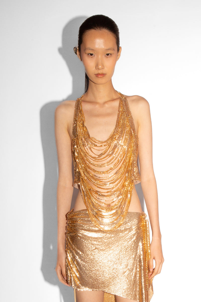Shredded Chainmail Top in Gold