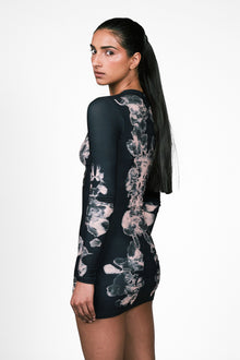 Alienis Print Mini Dress in Black