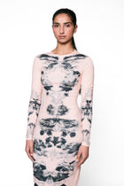 Alienis Print Maxi Dress in Peach