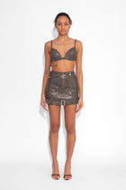 Crystal Biker Mini Skirt in Black