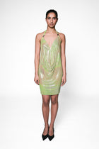 Pulse Metal Mesh Dress in Green Iridescent