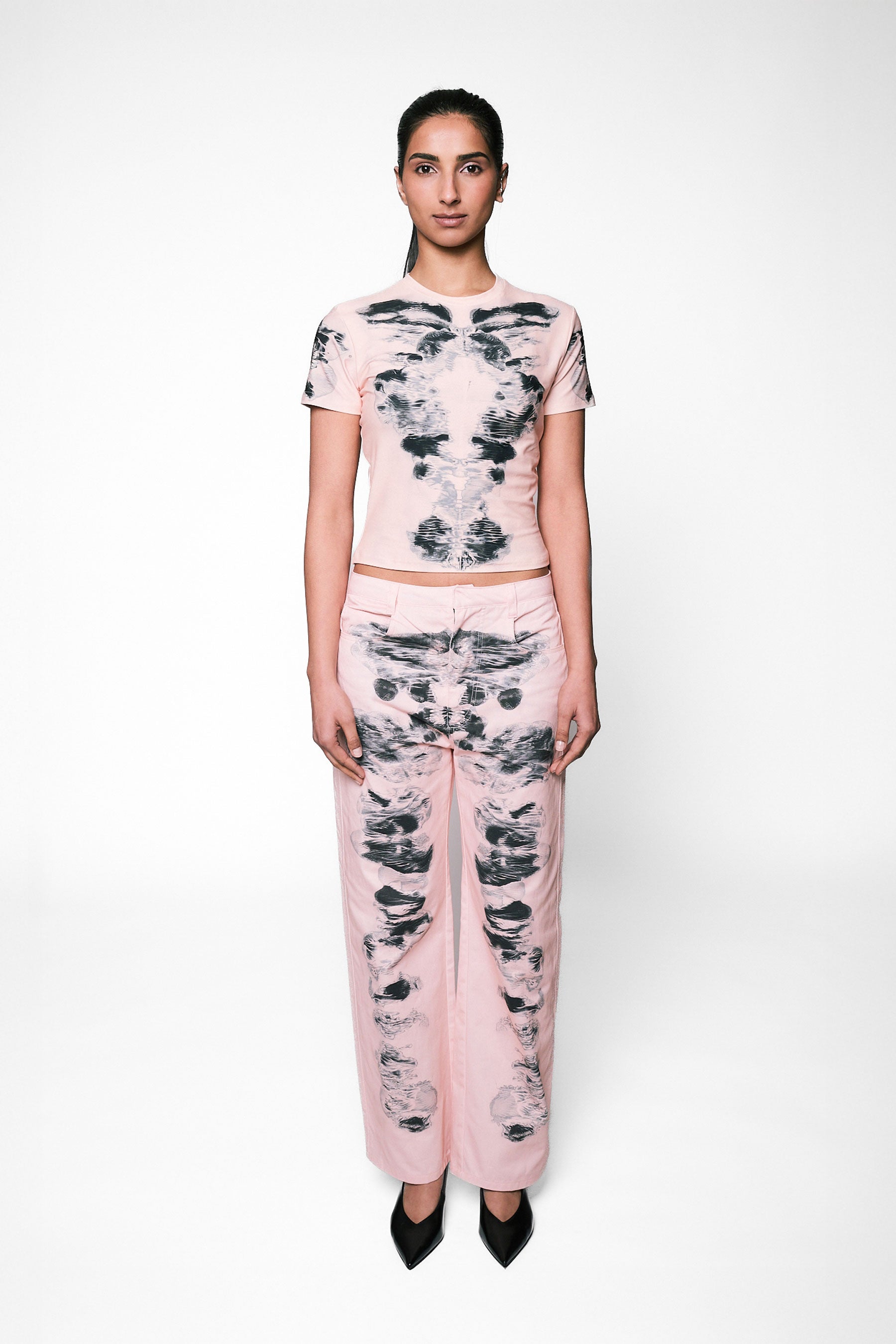 Alienis Print Jeans in Peach