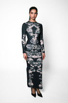 Alienis Print Maxi Dress in Black