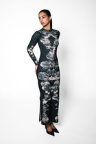 Alienis Print Maxi Dress in Black